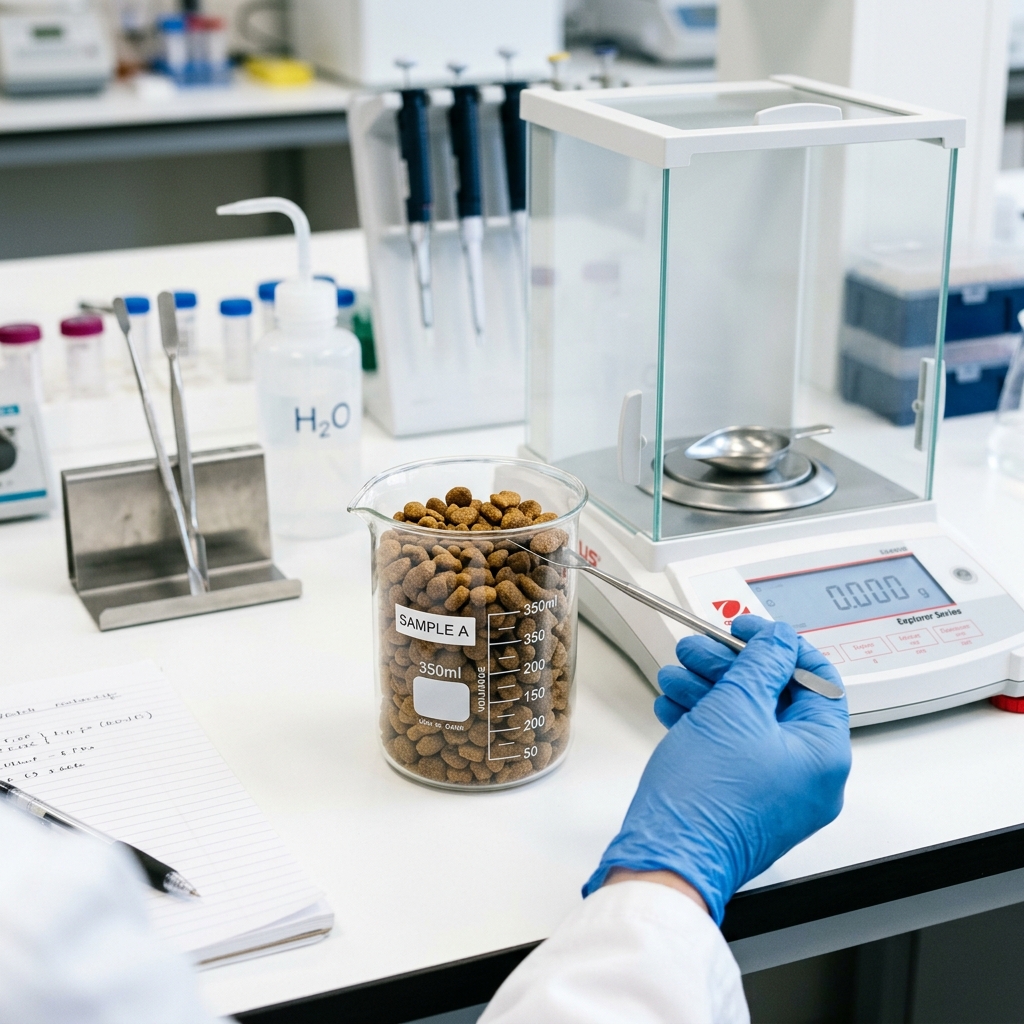 Pet food sample testing analytical balance laboratory