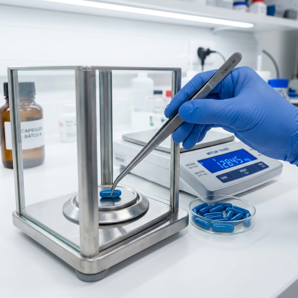 Dietary supplement capsules analytical balance nutraceutical testing